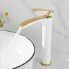 Bathroom Sink Faucets Bathroom Faucet Brass Gold Black Bathroom Basin Faucet Cold And Water Mixer Sink Tap Deck Mounted White Gold Tap 230311