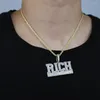 Ketten Geburtstagsfeier Männer Junge Buchstabe Reich oder nichts Charm Anhänger Halskette mit CZ gepflastert Hip Hop Punk Halsketten Schmuck Geschenk