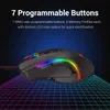 N M607 RGB Mouse de games com fio Programável com rato ergonômico com 7 modos de luz de fundo até 7200 dpi para jogadores de PC com Windows