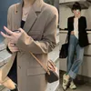 Damespakken Blazers Women Blazer Spring en herfst herfstkleding Koreaanse versie losse pak Brown Casual Blazer Women Jacket 230311