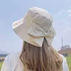 Wide Brim Hats Summer Wide-brimmed Bucket Hats For Women Japanese Wild Sunscreen Bow Fisherman Caps P230311