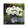 Flores decorativas Guirnaldas Artificial Falso Rosa Seda 15 Cabeza de flor Floral Inicio Boda Fiesta Jardín Nupcial Hortensia Dhhob