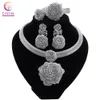 Zestawy biżuterii ślubnej Cynthia Dubai Women Silver Splated Biżuteria Zestawy afrykańskie ozdoby ślubne Prezenty dla saudyjskiego arabskiego naszyjnika Bransoletka 230310