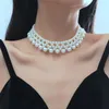 Girocollo Collana di perle multistrato elegante europea e americana Gioielli di moda coreani Catena di clavicola sexy per donna
