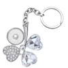 Porte-clés mode trèfle croix ailes fleur cristal strass Snap porte-clés Fit 18mm boutons bijoux à bricoler soi-même XL0020