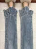 Женские джинсы Flare Jeans Женщины дизайнеры Ruffles Retro Denim осень высокая талия.