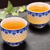 Koppar tefat ihåliga blå och vit tekanna silkettle te filter kaffekopp dricker resor kinesiska uppsättning 1 potten 2