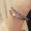 Bracelets Ins cristal d'agate gris vent coréen avec plusieurs boucles de bijoux de bracelet pour femmes de mode perle d'eau douce