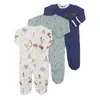 Rompers 3Pcs/Set 100% Cotton Baby Rompers born Long Sleeve Clothes Set Infant Jumpsuit Baby Underwear Sleepsuit Clothing 230311