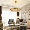 Pendellampor modern tak ljuskrona ring guld hängande belysning enkla hemmöbler LED -lampor inomhus fixturer