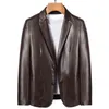 Herrjackor YN-2262 Natural Sheep Leather Casual Suit Men Jacket Slim Spring and Autumn Thin Section Black Brown 230311