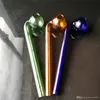 Coloured long curved pan Wholesale Bongs Oil Burner Pipes Water Pipes Glass Pipe Oil Rigs Smoking