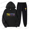 Men's Tracksuits TRAPSTAR LETTERS PRINT Women's Multicolor Warm Two Piece Loose Hoodie Trousers Jogging Set T230311