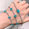 Браслеты с подвесками Paraiba Tourmaline Silver Color Tennis Chain For Women Blue Green Zircon Cocktail Party Fine Jewelry