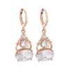 Hoop Earrings Earings For Women 585 Rose Gold Color Hanging White Natural Zircon Fashion Jewelry 2023 Luxury Quality