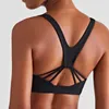 Yoga -outfit Sexy V Desig Back Back Back Cross Fitness Crop Top vrouwen strakke sport beha schokbestendige ondersteuning sportschool kledingvest met verwijderbare borstkussen