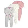 Barboteuses Bébé Barboteuses 3pcs Fleur Dors Bébé Fille Pyjama né Garçon Vêtements Bébé Fille Barboteuse Infantile Bébé Combinaison Sous-Vêtements Coton 230311