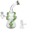 9.45inch 14mm Female Glass Water Pipe Recycler Bong Dab Rig with Perc Arms Bowl