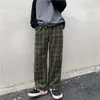 Herrbyxor spring casual pläd byxor män bred ben vintage bf par rak corduroy pantalones streetwear harajuku mopping överdimensionerad s-3xl 230311