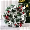 Décorations de Noël Couronne rouge pour porte d'entrée Champagne Gold Window Wall Garland Ornement Guirnalda Navidad 220909 Drop Delivery H Dhfiu