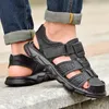 Кожаная повседневная подлинная обувь для высококачественных классических летних на открытом воздухе кроссовки дышащие мужчины сандалии