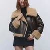 여자 재킷 heeneberry 패션 모피 코트 여성 램 울 라벨은 짧은 가을과 겨울 따뜻한 면화 재킷 230310