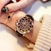 Montres-bracelets montres pour femmes rotation dames montre diamant maille ceinture Quartz montre-bracelet Relogio Feminino cadran cadeaux montres-bracelets poignet