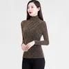 Women's TShirt Spring Autumn HighNeck Warm Bottoming Shirt LongSleeved Lace Print AllMatch Thick Fleece Pullover Outerwear 4XL 230311