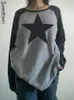 Женская футболка Sweetown Star Print Kawaii y2k Contrast Contrast Patchwork Harajuku Одежда