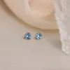 Stud Küpe Varış Zarif Gökyüzü Mavisi Kübik Zirkon Kalp 925 Kadınlar İçin Gümüş Kadın Fine Mücevher Yea598Stud