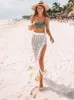 Damenbadebekleidung Damen Sexy Sheer Hollow Out Beach Maxi Strickrock Split Quasten Beachwear Sommer Crochet Cover Up Röcke 2021 Heißer Verkauf Y2303