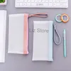 School Students Pencil Bags Boys Girls Transparent Cosmetic Bag Frosted Clear Zipper Pen Case Handhold Stationery Storage Bags TH0852