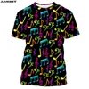 T-shirt da uomo Jumeast Y2k Uomo Donna T-shirt stampata 3D Hip Hop Pianoforte Chitarra Musica Camicia a maniche corte Sport Pullover Tops Tees
