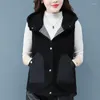 Women's Vests Women Vintage Reversible Waistcoat Autumn Winter Patchwork Hoody Sleeveless Jacket Faux Fur Outwear Female Casual Vest Tops