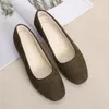 2023 New Fashion Square Slippers Head Single Shoes Fashion Flat Women's Suede Shallow Mouth Single Shoes Women's Shoes 05