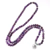 Charm Armband Natural Purple Crystal Amethysts Armband 6mm pärlor Halsband Yoga 108 Mala Stone Armband för kvinnor Lotus Energy Jewelry 230310