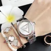 Quartz Brand Watches for Women Girl Triangle Crystal Style Metal Steel Band Watch GS24215Z