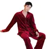 Men's Sleepwear Men Pajamas Sets 2PCS Sexy Cardigan Pyjamas Suit Velour Lingerie Sleepwear Long Nightwear Autumn Home Wear L-XXL 230311