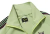 Chándales para hombres Conjunto de chaqueta con agujas verdes Mariposa bordada AWGE Traje de correas laterales Pantalones Chaquetas Trajes 230311