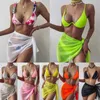 Women's Swimwear 2022 Thin Mesh Mini Ruffle Skirts Women Cover Up Tassel Dress Bikini Candy Color Bathing Skirt Women Swimsuit Beachwear Wrap Y2303