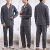 Men's Sleepwear Men Sleepwear Striped Cotton Pajama Sets for Men Short Sleeve Long Pants Sleepwear Pyjama Male Homewear Lounge Wear Clothes 230311