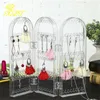 Jewelry Boxes 120180240360holes Plastic Clear Earrings Studs Display Rack Folding Screen Earring Jewelry Display Stand Holder Storage Box 230310