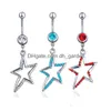 Navel Bell -knappringar D0522 Cross Style Belly Ring Drop Delivery Jewely Body Dhgarden Dhmeb