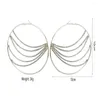 Hoop Earrings Fashion Big Silver Color For Women Rhinetsones Chains Dangle 100mm Circle Statement Party Wedding Jewelry