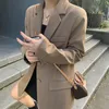 Damespakken Blazers Women Blazer Spring en herfst herfstkleding Koreaanse versie losse pak Brown Casual Blazer Women Jacket 230311