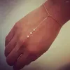Länk armband armband charm koppar kristallpärlor som ansluter finger armband för kvinnor låser chunky kedja vän par smycken