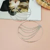 Hoop Earrings Fashion Big Silver Color For Women Rhinetsones Chains Dangle 100mm Circle Statement Party Wedding Jewelry