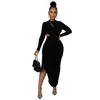 Casual Dresses 2023 Temperament Commute Simple And Comfortable Fashion Women's Wear Solid Color Sweet Round-Neck Long-Sleeved Dress Long