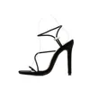 Chaussures habillées femmes sexy minces hauts sandales 2023 bonbons couleur élastique groupe femme talon sandal stiletto fête des pompes