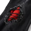 Black Tracksuits Spring Autumn Men 2pcs Pant Sets Punk Slim Multi-Zip Design Descy Scedt و Patch Stratch Estructed Jeans Vintage Men Clothing